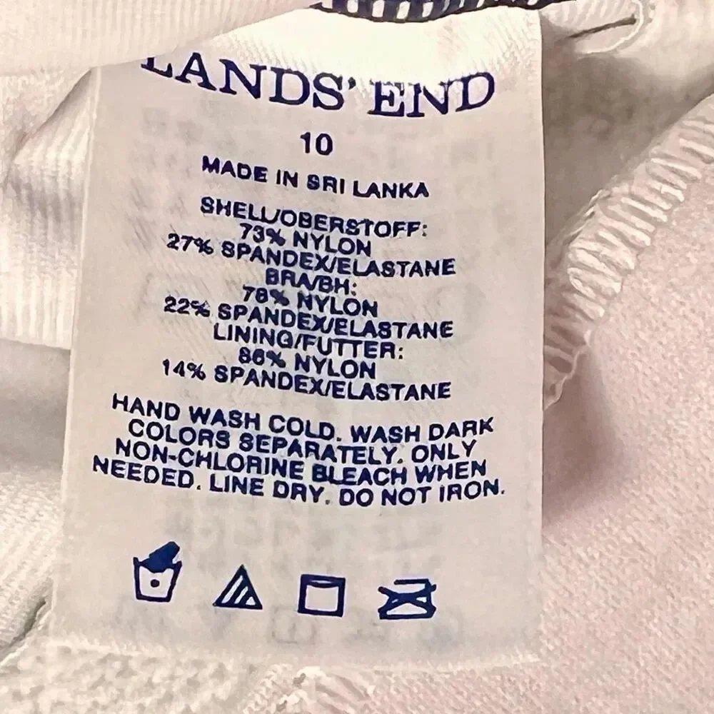 Lands' End Wrap Tankini Swimsuit Top Blue & Purple Fliral Paisley Pattern Sz 10